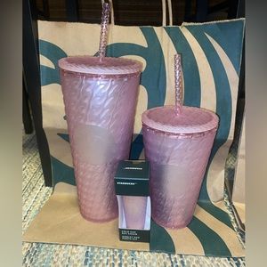 💥💥NWT  3 STARBUCKS SPRING 2024 SOFT PINK CHAIN LINK TUMBLER BUNDLE💥💥